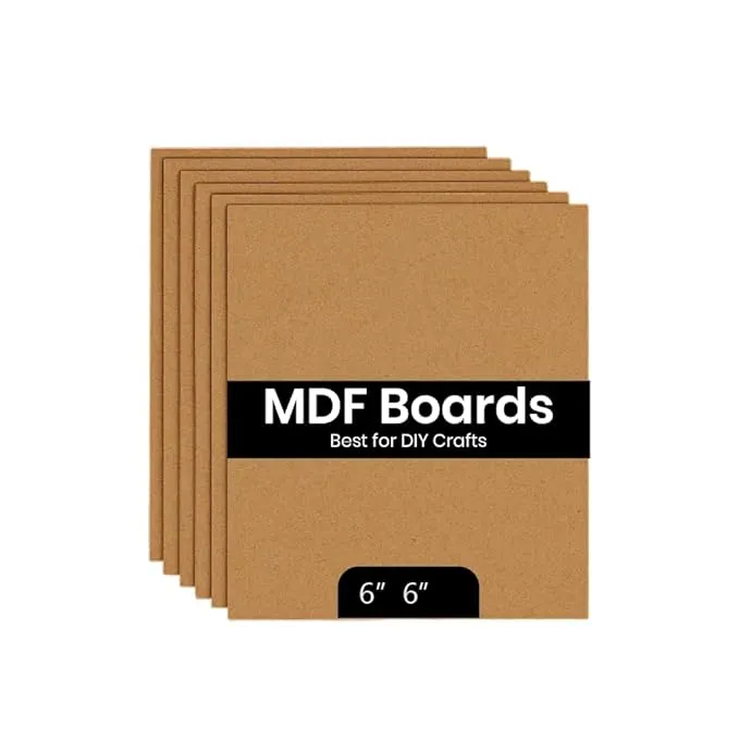 6 Piece 6x6 Inch MDF Sheets for Craft, 3mm Thick MDF Board Sheets for DIY Wooden Painting, Art, and Craft Work – Customizable MDF Sheet Cutout