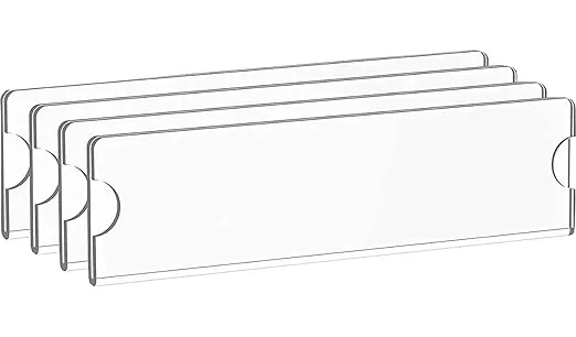 BIGIMALL 4 x Acrylic Wall Name Plate Holder (2x8 inches) Clear Acrylic Sign Holder Frame with Adhesive Tapes, Door Plates for Home, Office, Classroom Pack of 4 pcs (CUT ENDS FOR EASY REMOVAL)
