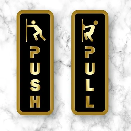 Kubik Letters Acrylic Push Pull Signage Nano Self-Adhesive Black Golden Sign For Business Shop Stores Cafes Shops Hospital School Office Hotel Restaurant Hotel Company Malls