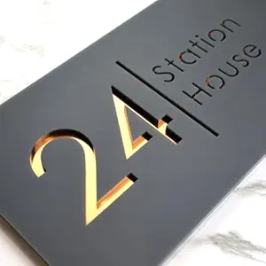 Name Plates for Home Entrance Outdoor | Water Weather Proof Matt Black Acrylic 30x15cm 3D Letters- Golden Letters, Ideal for Home, Office and Outdoor Entrances