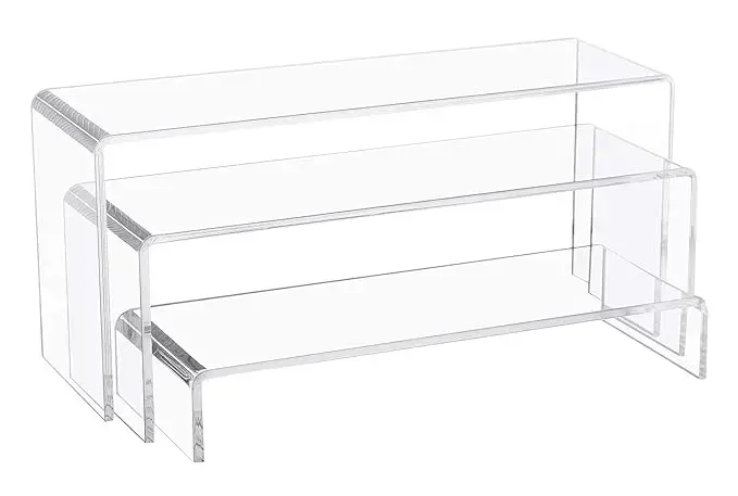 Acrylic Display Riser Stand 5MM – Transparent Rectangular Shelf for Shop Display | Countertop | Showroom | Retail Product Stand for Perfume, Figurines, Cosmetics, Jewellery & Collectibles