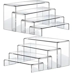 Large Acrylic Risers, 8 Pcs 2 Set(7”L~8”L~9”L) Acrylic Display Set Rectangular Stands Shelf Clear Display Risers for Decor, Cake Shelves Retail Shoe