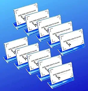 BIGIMALL 9Cmx6Cm X 10 Pcs Acrylic Signage Display Label Price Name Card Tag Holder Stands (Material : Acrylic (Pmma)),Clear