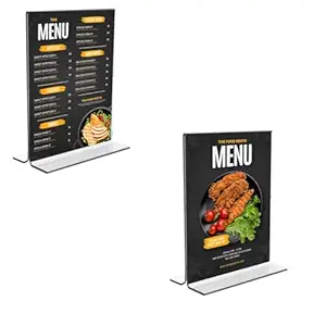 BIGIMALL 4 inch X 6 Inch (A6) x 2PCS Acrylic Display Stand Paper Holder T Photo Frame Holder (3MM Acrylic Material)