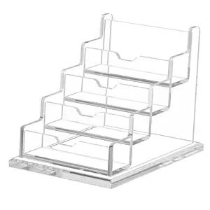 Acrylic Business Card Holder Visiting Card Stand Organizer Clear Card Holder Display Stand for Office (Transparent) (4 Tier) , 5.8 x 5.8 x 11.5 Centimeters