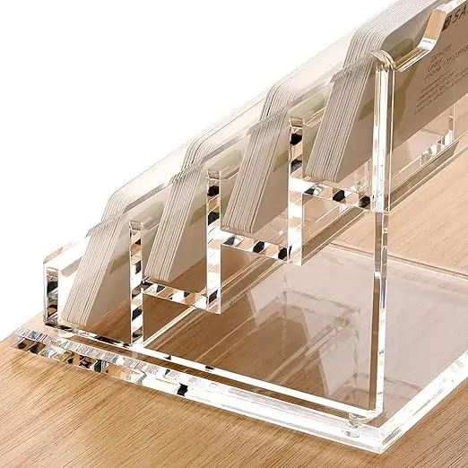 Acrylic Business Card Holder Visiting Card Stand Organizer Clear Card Holder Display Stand for Office (Transparent) (4 Tier) , 5.8 x 5.8 x 11.5 Centimeters