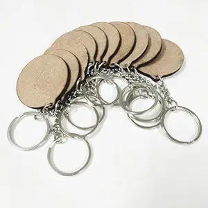 DIY Wooden MDF Keychains Base (Pack of 20, 45x45mm) | Earrings | Art & Craft | Painting | Mandala | Pouring | Xmas Holiday Hanging Decorations | Fluid Art | Resin Art - Natural