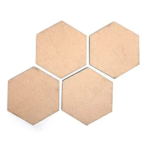 MDF DIY Hexagon Coasters MDF Plain Wooden Coasters Blank Cutouts for Hand Painting Wooden Sheet Craft, Decoupage, Resin Art Work & Decoration - Set of 4 Coaster