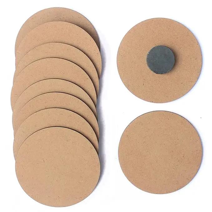 MDF Cutouts for Art and Craft with Smooth Surface.MDF Board Suitable for Decoupage,Resin Art,Pyrography,Mandala Art,MDF Board Painting Kit,Frdige,4mm MDF Round Circle Fridge Magnet 10 Pcs