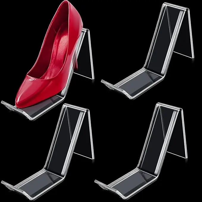 acrylic transparent foot ware shoe sandal organizer display holder stand for home table shop wardrobe rack pack of 10