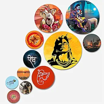 Artvibes Designer MDF Wooden Wall Hanging Decoration Item for Home | Office | Gift | Wall Decor Hanging Items | Wall Art | Living Room | Bedroom (WPS_109N), Pack of 11 Pieces