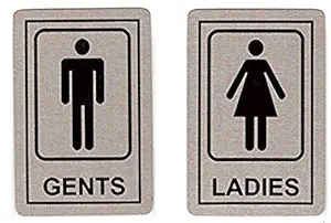 Aluminium Composite Panel (ACP) Self Adhesive Gents and Ladies Toilet or Restroom Signage Board Combo, 6x4-inch (Metallic)