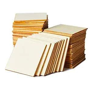 American Elm 10 Pcs Wood Squares for Crafts, Unfinished Wood, MDF Square Coasters, Wooden Square Cutouts, 3 x 3 Inches