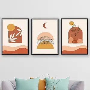 NoWorries Modern art wall paintings/Wall hangings for home decor, Wall art framed poster art prints (Theme-minimal) (13x19inch, multicolor frame)
